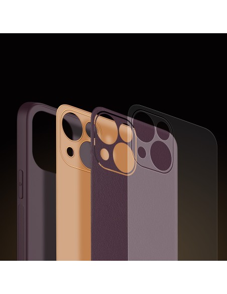 Dux Ducis Yolo iPhone 14 Plus dėklas, elegantiškas dėklas pagamintas iš violetinės ekologiškos odos Dux Ducis Yolo iPhone 14 Plus dėklas, elegantiškas dėklas pagamintas iš violetinės ekologiškos odos