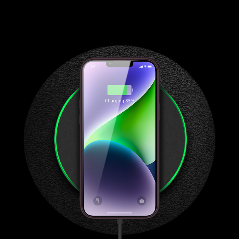 Dux Ducis Yolo iPhone 14 Plus dėklas, elegantiškas dėklas pagamintas iš violetinės ekologiškos odos