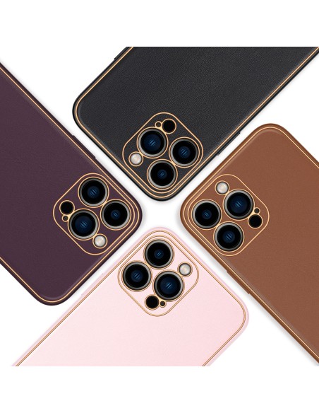 Dux Ducis Yolo iPhone 14 Pro dėklas, elegantiškas dėklas pagamintas iš rudos ekologiškos odos