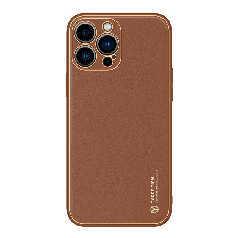 Dux Ducis Yolo dėklas iPhone 14 Pro Max, elegantiškas dangtelis iš rudos ekologiškos odos Dux Ducis Yolo dėklas iPhone 14 Pro Max, elegantiškas dangtelis iš rudos ekologiškos odos