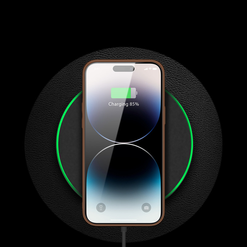Dux Ducis Yolo dėklas iPhone 14 Pro Max, elegantiškas dangtelis iš rudos ekologiškos odos