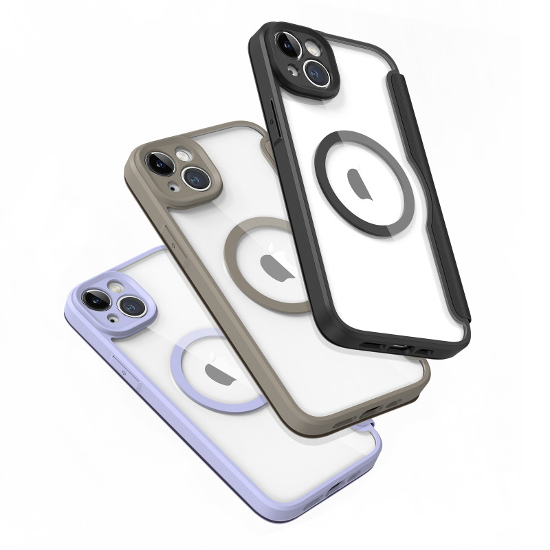 Dux Ducis Skin X Pro dėklas iPhone 14 Plus magnetinis MagSafe dangtelis su juodu atvartu