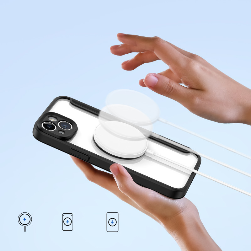 Dux Ducis Skin X Pro dėklas iPhone 14 Plus magnetinis MagSafe dangtelis su juodu atvartu