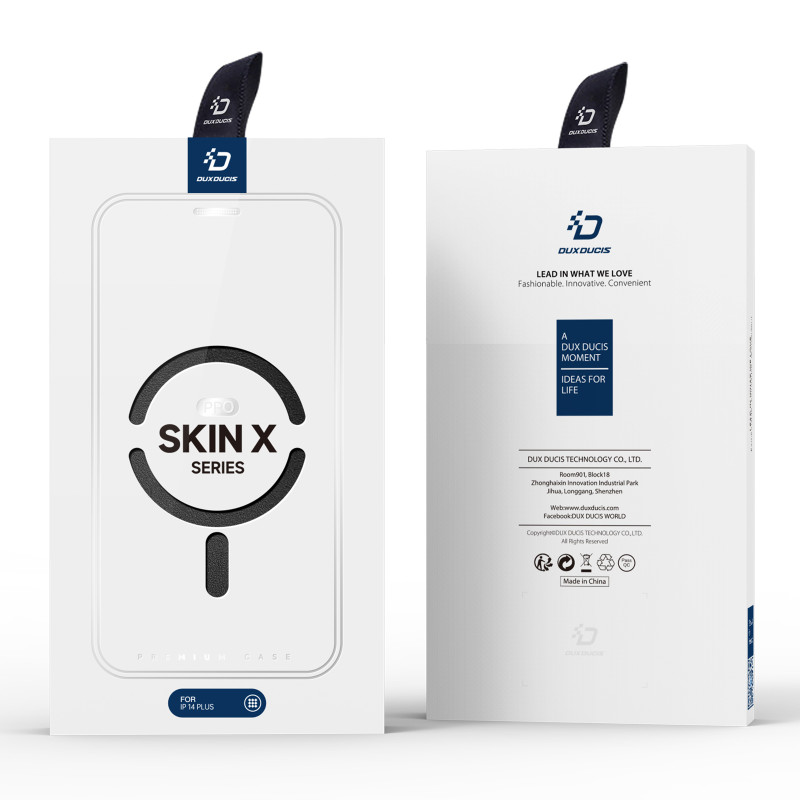 Dux Ducis Skin X Pro dėklas iPhone 14 Plus magnetinis MagSafe dangtelis su juodu atvartu