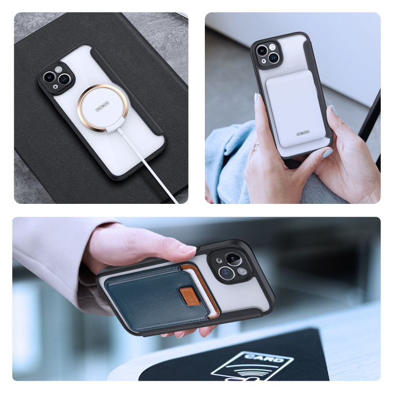 Dux Ducis Skin X Pro dėklas iPhone 14 Plus magnetinis MagSafe dangtelis su juodu atvartu