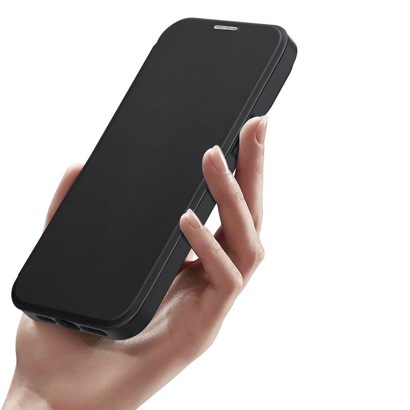 Dux Ducis Skin X Pro dėklas iPhone 14 Plus magnetinis MagSafe dangtelis su juodu atvartu