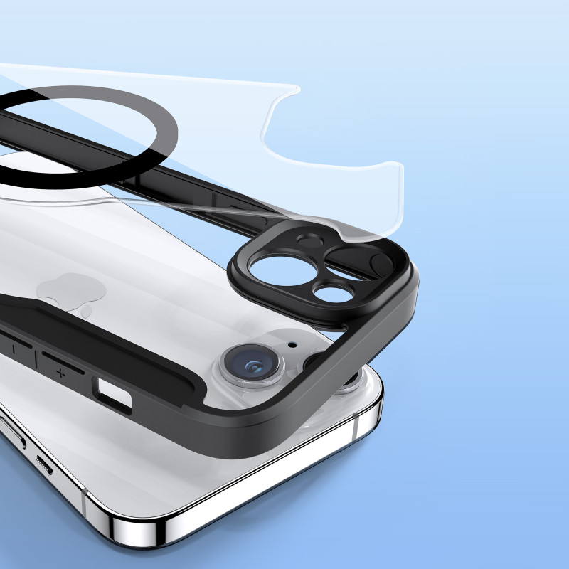 Dux Ducis Skin X Pro dėklas iPhone 14 Plus magnetinis MagSafe dangtelis su juodu atvartu