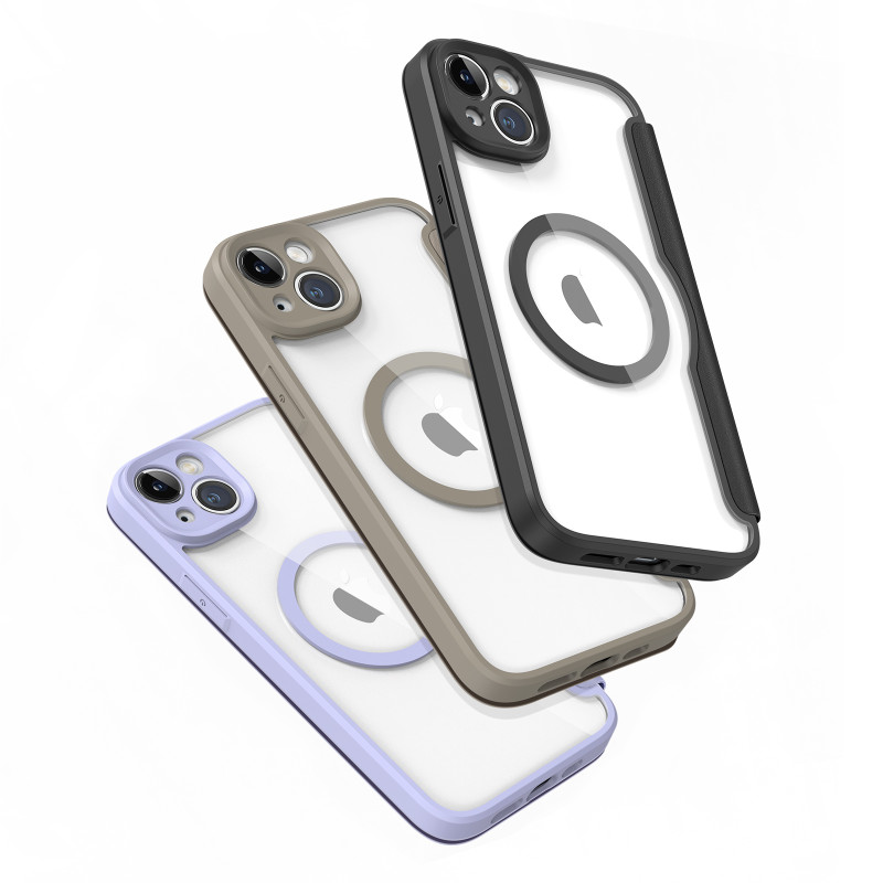Dux Ducis Skin X Pro dėklas iPhone 14 Plus magnetinis MagSafe dangtelis su smėlio spalvos atvartu