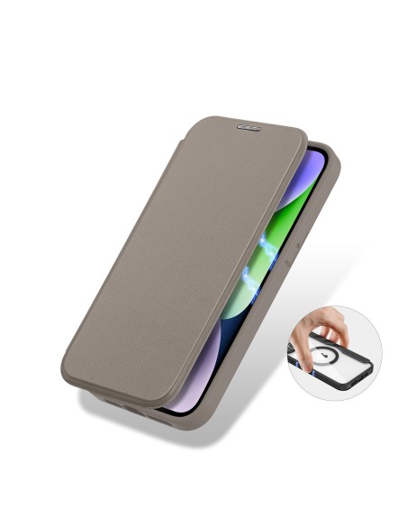Dux Ducis Skin X Pro dėklas iPhone 14 Plus magnetinis MagSafe dangtelis su smėlio spalvos atvartu Dux Ducis Skin X Pro dėklas iPhone 14 Plus magnetinis MagSafe dangtelis su smėlio spalvos atvartu