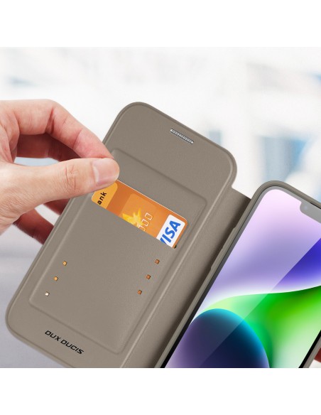 Dux Ducis Skin X Pro dėklas iPhone 14 Plus magnetinis MagSafe dangtelis su smėlio spalvos atvartu Dux Ducis Skin X Pro dėklas iPhone 14 Plus magnetinis MagSafe dangtelis su smėlio spalvos atvartu