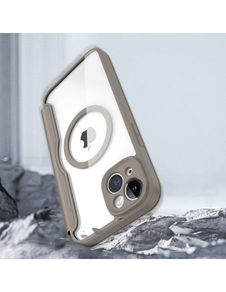 Dux Ducis Skin X Pro dėklas iPhone 14 Plus magnetinis MagSafe dangtelis su smėlio spalvos atvartu Dux Ducis Skin X Pro dėklas iPhone 14 Plus magnetinis MagSafe dangtelis su smėlio spalvos atvartu