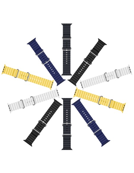 Dux Ducis laikrodžio dirželis 9 / 8 / 7 / 6 / 5 / 4 / 3 / 2 / SE (45 / 44 / 42 mm) Silikoninė apyrankė pilka („OceanWave...