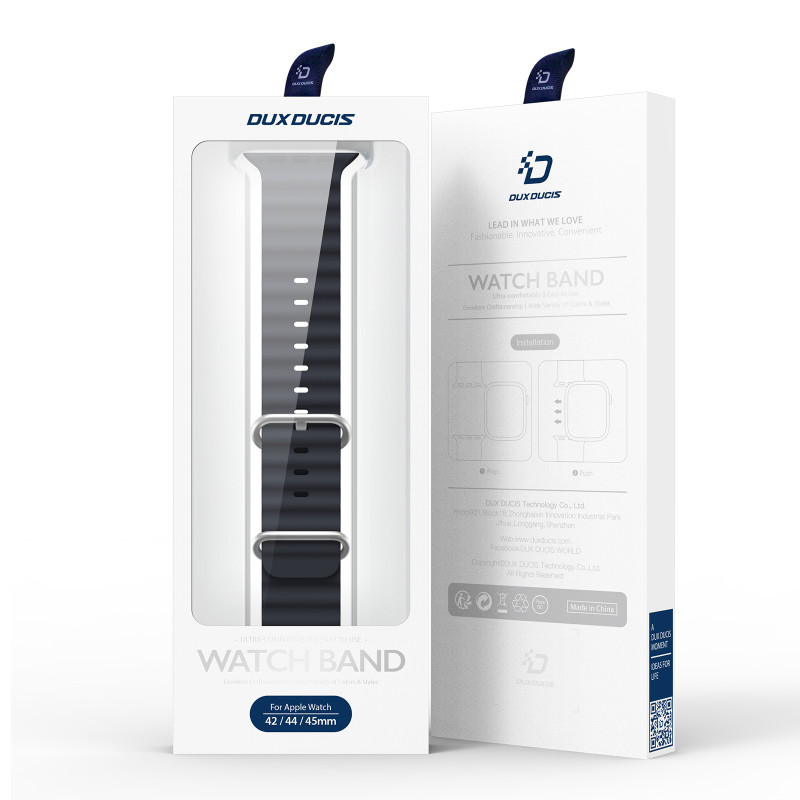 Dux Ducis laikrodžio dirželis 9 / 8 / 7 / 6 / 5 / 4 / 3 / 2 / SE (45 / 44 / 42 mm) Silikoninė apyrankė pilka („OceanWave...