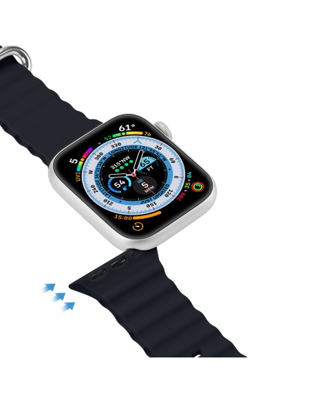 Dux Ducis laikrodžio dirželis 9 / 8 / 7 / 6 / 5 / 4 / 3 / 2 / SE (45 / 44 / 42 mm) Silikoninė apyrankė pilka („OceanWave...