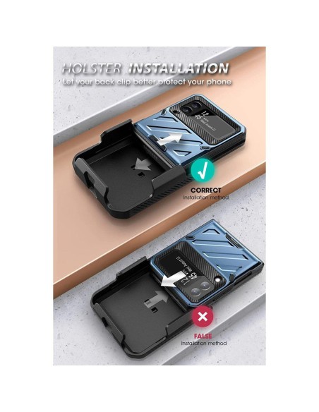Unicorn Beetle Pro Supcase dėklas, skirtas Samsung Galaxy Z Flip 4 - mėlynas Unicorn Beetle Pro Supcase dėklas, skirtas Samsung Galaxy Z Flip 4 - mėlynas