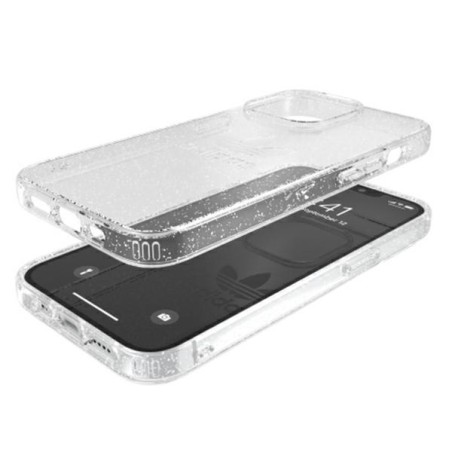 Adidas OR Protective Clear Case Glitter dėklas, skirtas iPhone 13 Pro / iPhone 13 - skaidrus ir sidabrinis Adidas OR Protective Clear Case Glitter dėklas, skirtas iPhone 13 Pro / iPhone 13 - skaidrus ir sidabrinis