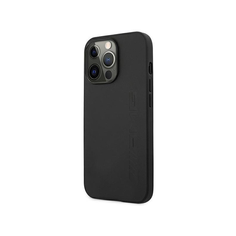 AMG Leather Hot Stamped dėklas iPhone 14 Pro - juodas
