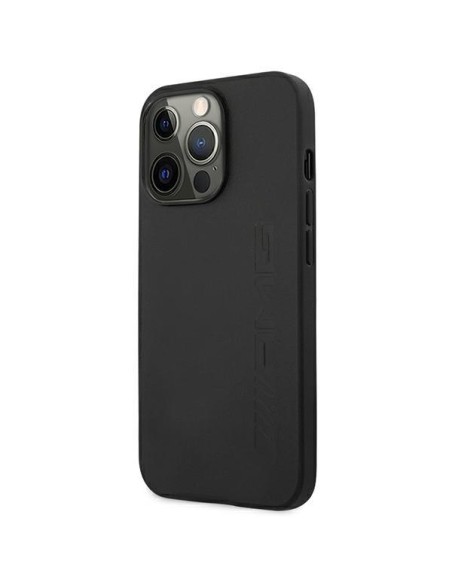 AMG Leather Hot Stamped dėklas iPhone 14 Pro - juodas AMG Leather Hot Stamped dėklas iPhone 14 Pro - juodas