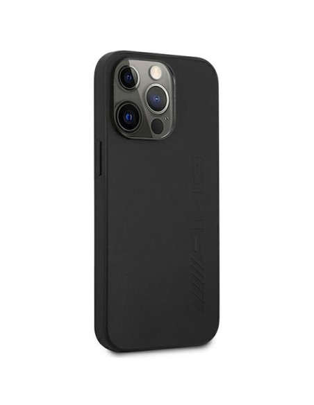 AMG Leather Hot Stamped dėklas iPhone 14 Pro - juodas AMG Leather Hot Stamped dėklas iPhone 14 Pro - juodas