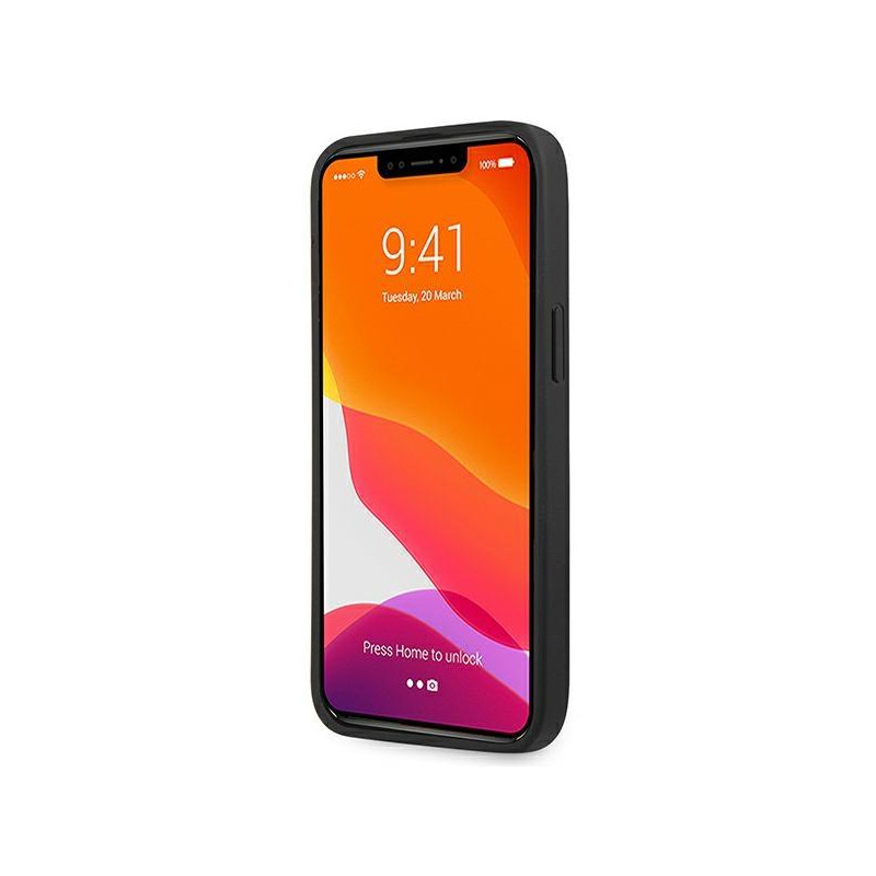 AMG Leather Hot Stamped dėklas iPhone 14 Pro - juodas