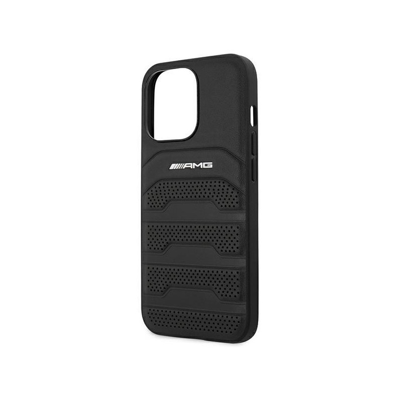 AMG Leather Debossed Lines dėklas, skirtas iPhone 14 Pro - juodas