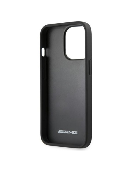 AMG Leather Debossed Lines dėklas, skirtas iPhone 14 Pro - juodas AMG Leather Debossed Lines dėklas, skirtas iPhone 14 Pro - juodas
