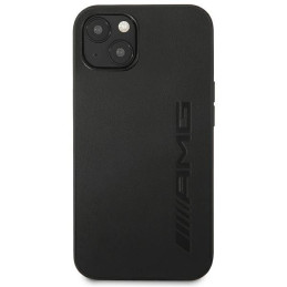 AMG Leather Hot Stamped dėklas iPhone 14 Plus - juodas