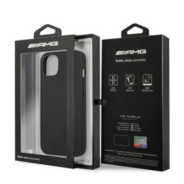 AMG Leather Hot Stamped dėklas iPhone 14 Plus - juodas