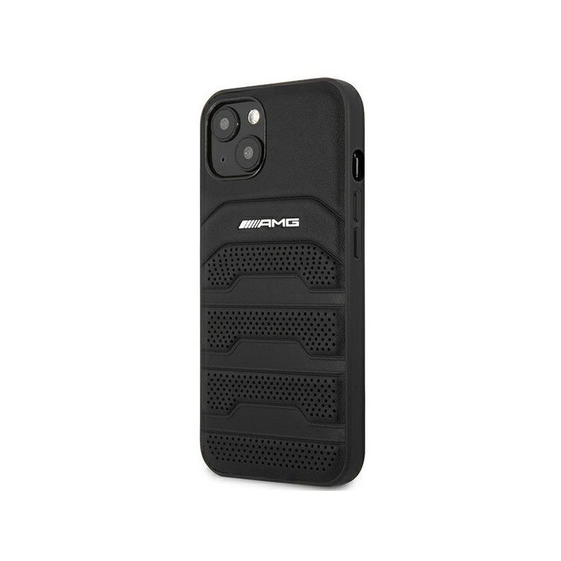 AMG Leather Debossed Lines dėklas, skirtas iPhone 14 Plus - juodas