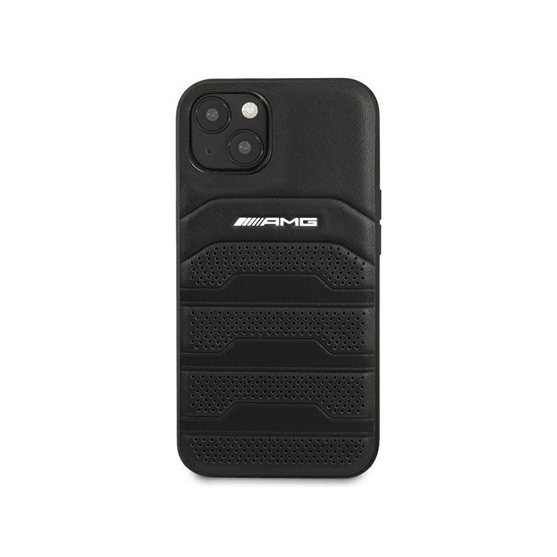 AMG Leather Debossed Lines dėklas, skirtas iPhone 14 Plus - juodas