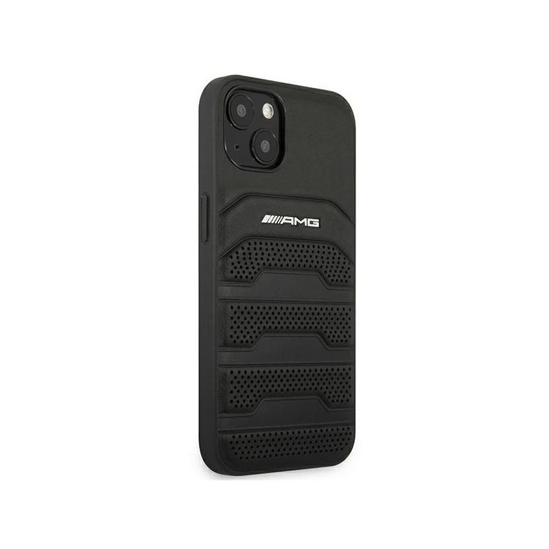 AMG Leather Debossed Lines dėklas, skirtas iPhone 14 Plus - juodas