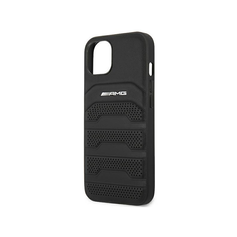 AMG Leather Debossed Lines dėklas, skirtas iPhone 14 Plus - juodas