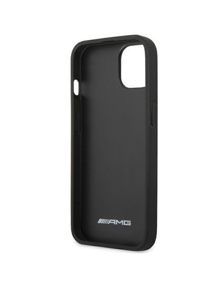 AMG Leather Debossed Lines dėklas, skirtas iPhone 14 Plus - juodas AMG Leather Debossed Lines dėklas, skirtas iPhone 14 Plus - juodas