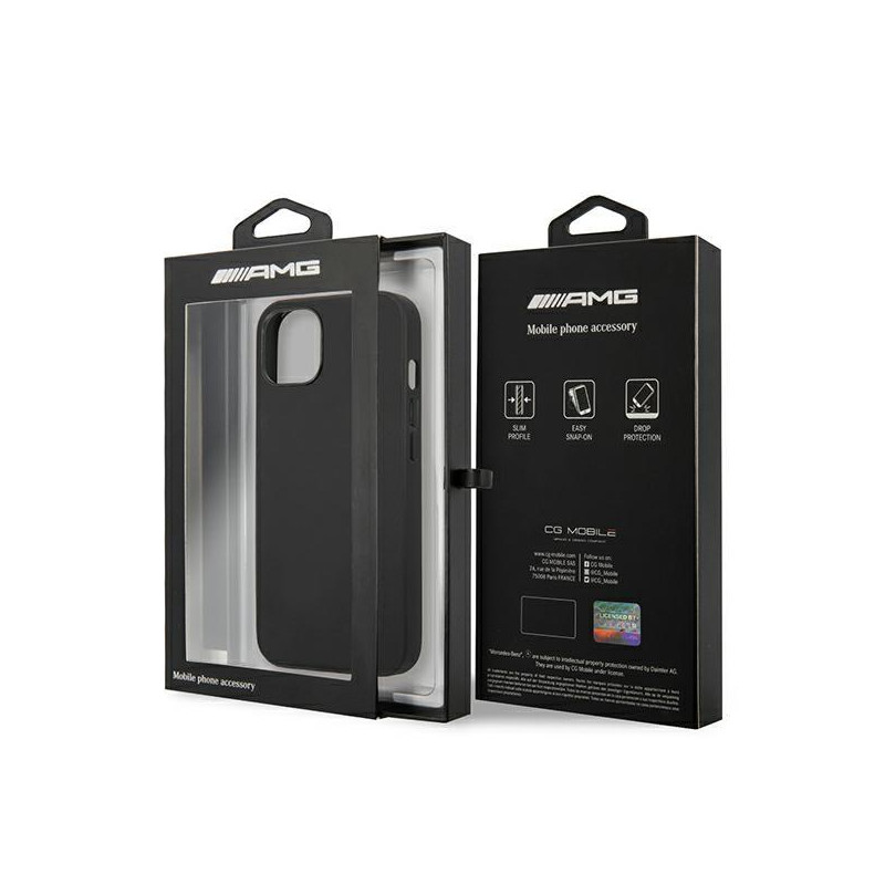 AMG Leather Hot Stamped dėklas iPhone 14 - juodas