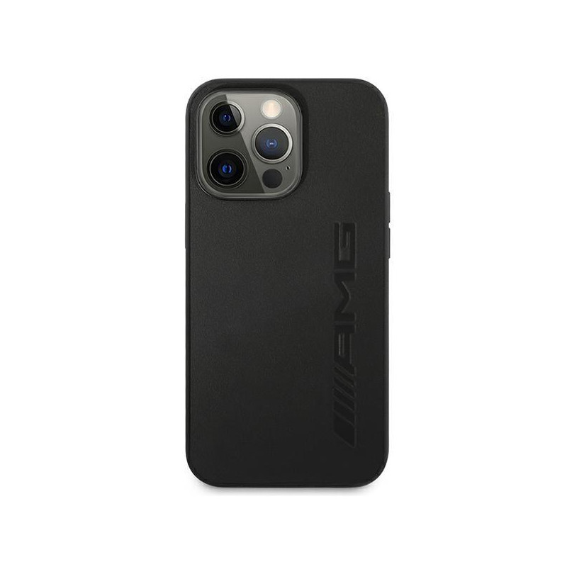 AMG Leather Hot Stamped dėklas, skirtas iPhone 14 Pro Max - juodas