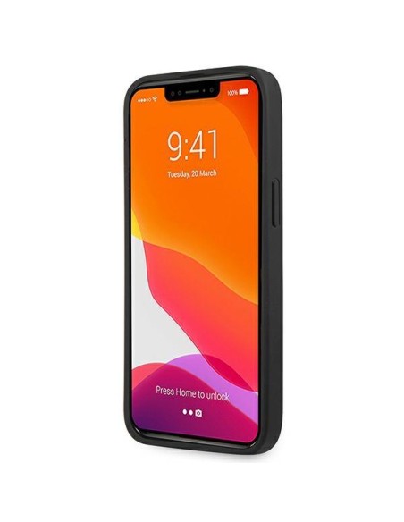AMG Leather Hot Stamped dėklas, skirtas iPhone 14 Pro Max - juodas AMG Leather Hot Stamped dėklas, skirtas iPhone 14 Pro Max - juodas