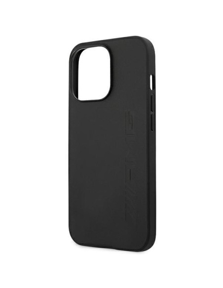 AMG Leather Hot Stamped dėklas, skirtas iPhone 14 Pro Max - juodas AMG Leather Hot Stamped dėklas, skirtas iPhone 14 Pro Max - juodas