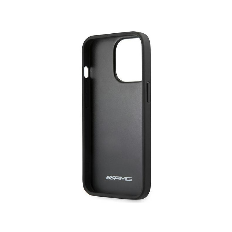AMG Leather Hot Stamped dėklas, skirtas iPhone 14 Pro Max - juodas