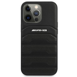 AMG Leather Debossed Lines dėklas, skirtas iPhone 14 Pro Max - juodas