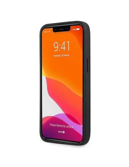 AMG Leather Debossed Lines dėklas, skirtas iPhone 14 Pro Max - juodas AMG Leather Debossed Lines dėklas, skirtas iPhone 14 Pro Max - juodas