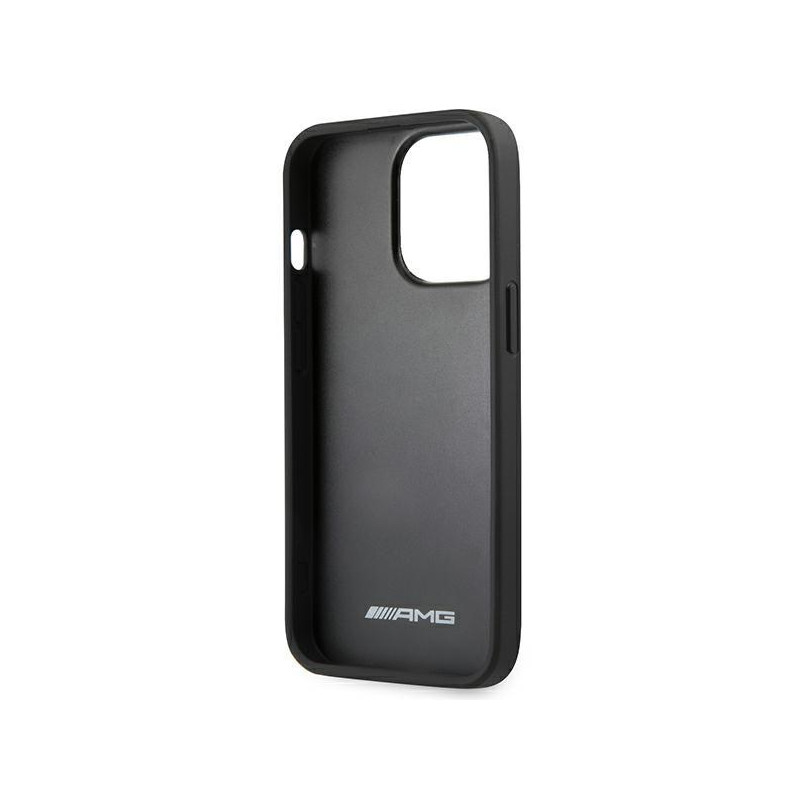 AMG Leather Debossed Lines dėklas, skirtas iPhone 14 Pro Max - juodas