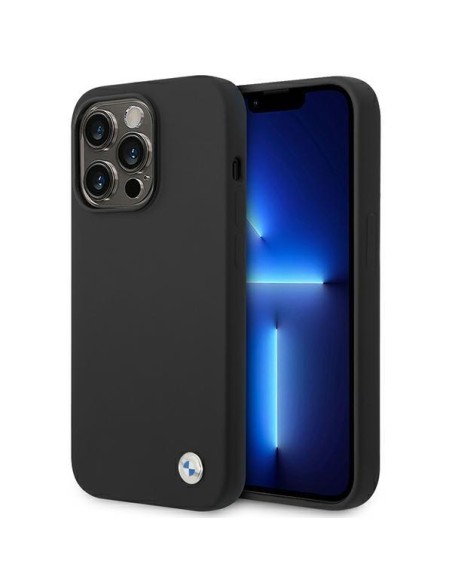 BMW Silicone Metal Logo dėklas iPhone 14 Pro - juodas BMW Silicone Metal Logo dėklas iPhone 14 Pro - juodas