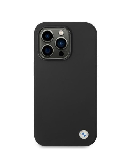 BMW Silicone Metal Logo dėklas iPhone 14 Pro - juodas BMW Silicone Metal Logo dėklas iPhone 14 Pro - juodas
