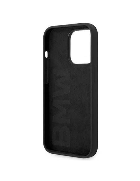 BMW Silicone Metal Logo dėklas iPhone 14 Pro - juodas BMW Silicone Metal Logo dėklas iPhone 14 Pro - juodas