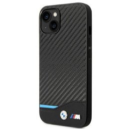 BMW Leather Carbon dėklas iPhone 14 Plus - juodas