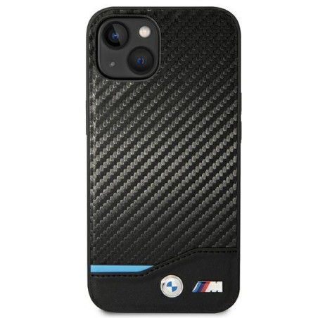BMW Leather Carbon dėklas iPhone 14 Plus - juodas BMW Leather Carbon dėklas iPhone 14 Plus - juodas