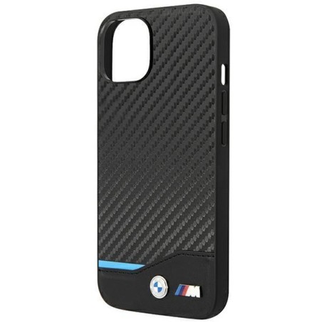 BMW Leather Carbon dėklas iPhone 14 Plus - juodas BMW Leather Carbon dėklas iPhone 14 Plus - juodas