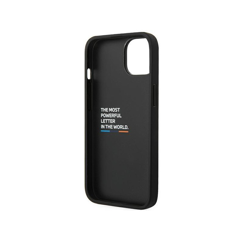 BMW Leather Carbon dėklas iPhone 14 Plus - juodas