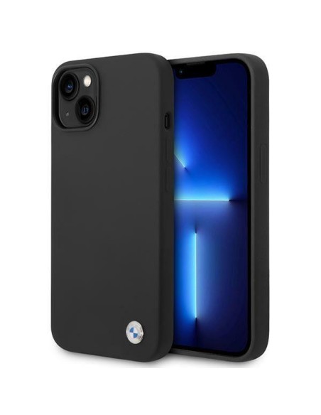 BMW Silicone Metal Logo dėklas iPhone 14 Plus - juodas BMW Silicone Metal Logo dėklas iPhone 14 Plus - juodas