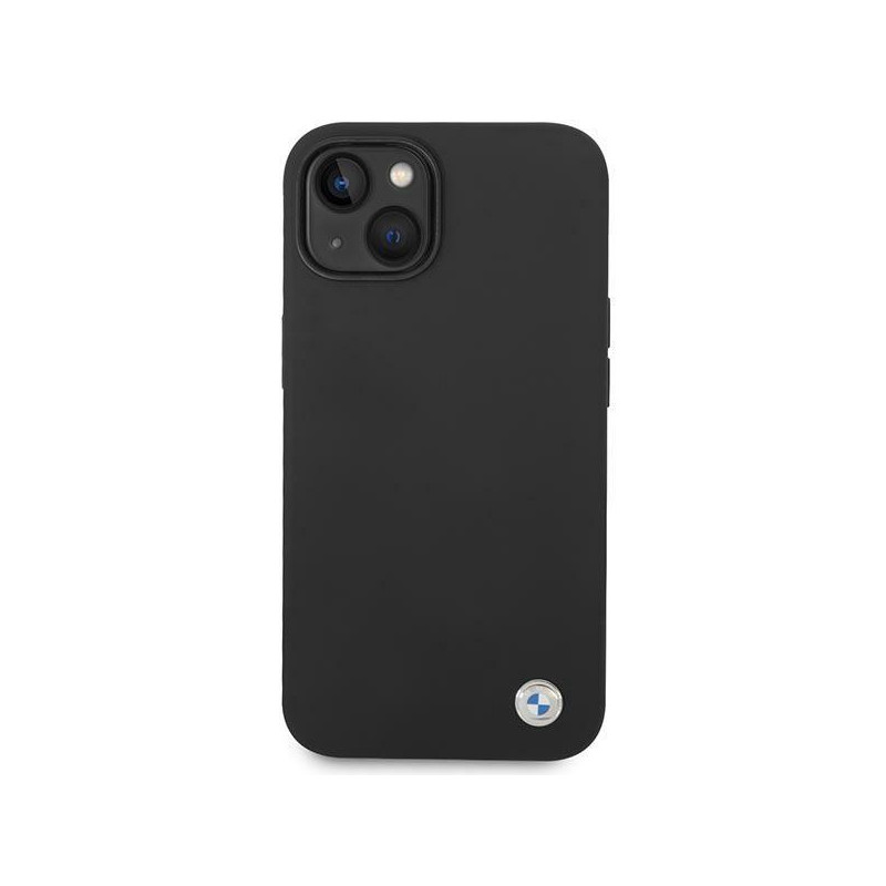 BMW Silicone Metal Logo dėklas iPhone 14 Plus - juodas